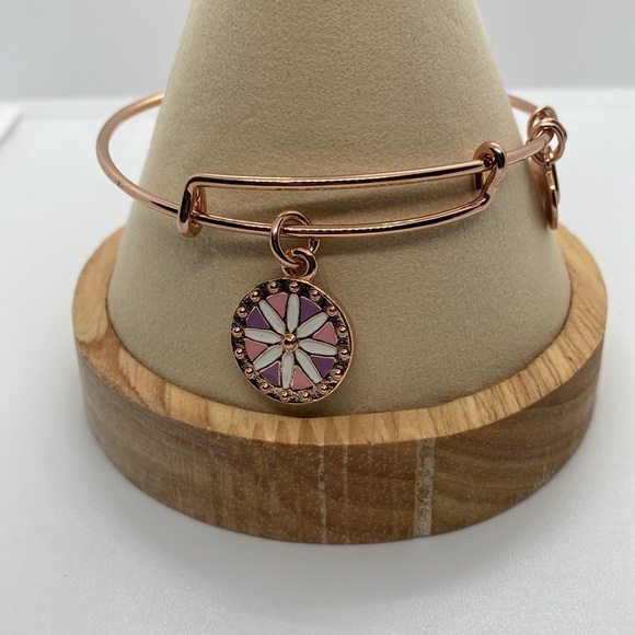 Alex and Ani Pink & Purple Bracelet Set of 4 in Shiny Rose Gold/Like New - Picture 6 of 9